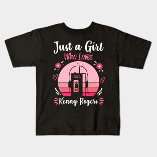 Just A Girl Who Loves Kenny Rogers Retro Headphones Kids T-Shirt